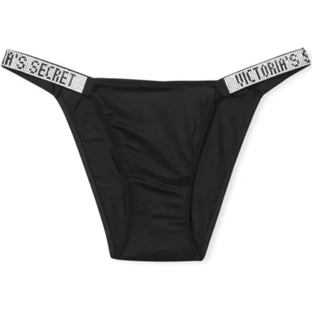 Victorias Secret Bombshell Shine Rhinestones Strap String Bikini panty black S - Picture 2 of 5